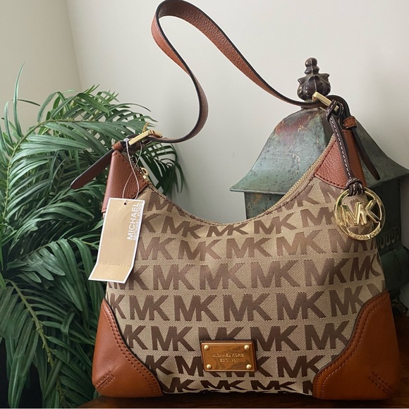 Michael Kors Milbrook Signature MK Logo Jacquard Shoulder Bag